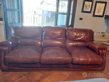 Divano vera pelle vintage 3 posti