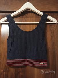 Top Crop Guess a Costine Blu Navy