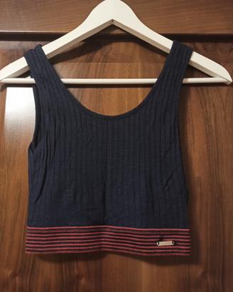 Top Crop Guess a Costine Blu Navy