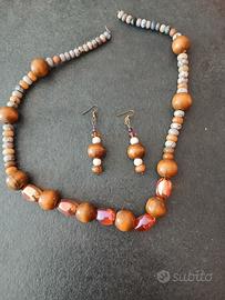 set collana orecchini ambrati 