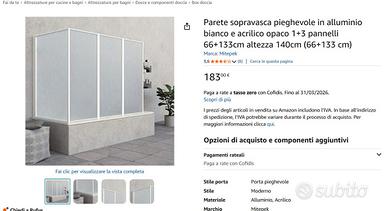 Parete sopravasca, doccia su vasca da bagno 66+133