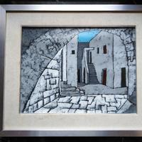 Olio su tela "Vicolo mediterraneo"