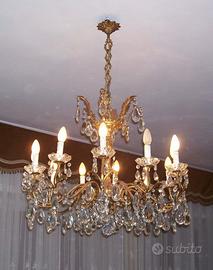 Lampadario Cristallo di Boemia 10 candele anni '40