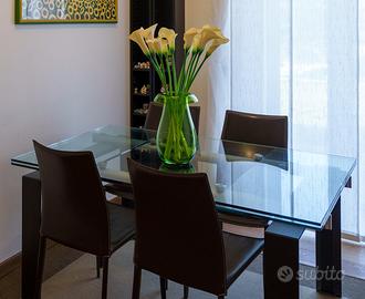 Tavolo rettangolare Calligaris + 4 sedie in pelle