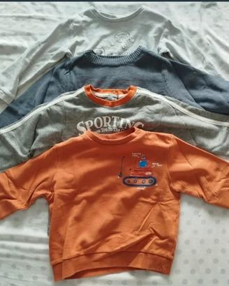 Set 4 felpe bambino 18-24 mesi a 2 anni