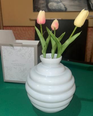 Vaso per casa bianco + tulipani finti