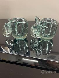 PORTA CANDELE VINTAGE VETRO FATTO A MANO