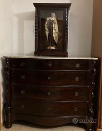 Comò Luigi Filippo teca madonna mogano metà 800