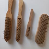 set spazzole legno e acciaio filo dritto 