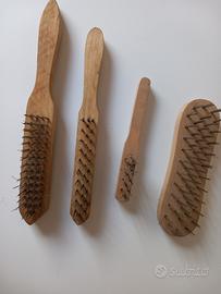 set spazzole legno e acciaio filo dritto 
