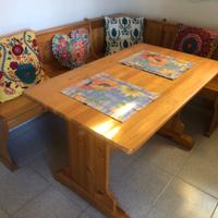 Tavolo e panchina angolare legno massiccio