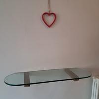 Mensola Ovale in Vetro con Supporti in Legno