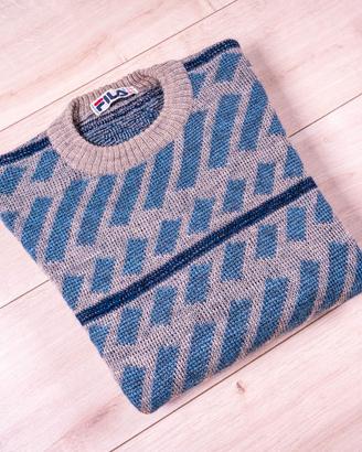 Maglione FILA Vintage 100% Pura Lana Vergine - S