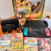 Nintendo switch con 5 giochi, custodia e scheda sd