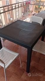 tavolo 80x80 in rattan colore antracite