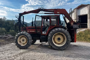 Trattore con gru forestale same laser 110