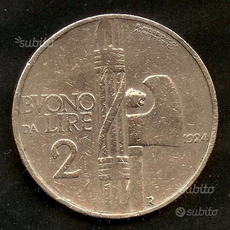 ITALIA 1924 Moneta Buono 2 Lire - Collezionismo In vendita a Modena