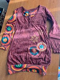 Abito rosso bordeaux Desigual fantasia nuovo