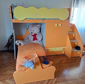 cameretta bambino a ponte con 2 letti