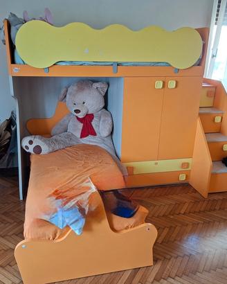 cameretta bambino a ponte con 2 letti