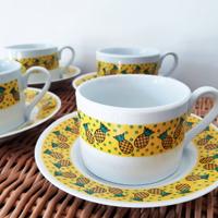 Set 4 tazze porcellana ananas Naj Oleari vintage