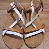 Sandali Flat 'PORRONET' - Bianco/Cuoio - numero 37