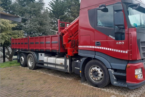 Magirus 420 stral iveco ribaltabile gru jib 3 assi