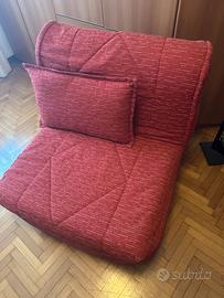 oltrona Letto Pieghevole Rossa con Rete a Molle 80