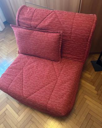 oltrona Letto Pieghevole Rossa con Rete a Molle 80