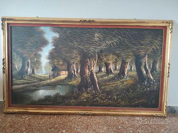 Grande quadro olio su tela firmato 180x100 +cornic