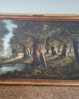 Grande quadro olio su tela firmato 180x100 +cornic