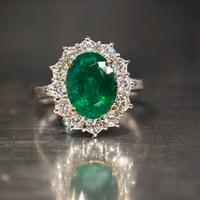 anello smeraldo Zambia diamanti naturali