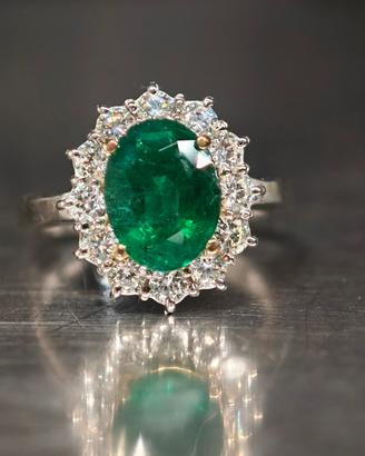 anello smeraldo Zambia diamanti naturali