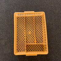 Portaposate plastica arancione vintage cassetti