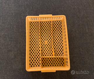 Portaposate plastica arancione vintage cassetti
