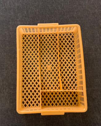Portaposate plastica arancione vintage cassetti
