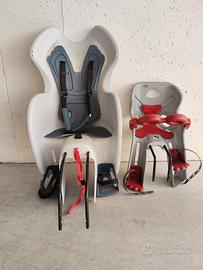 Seggiolini per bici, frontale e posteriore.