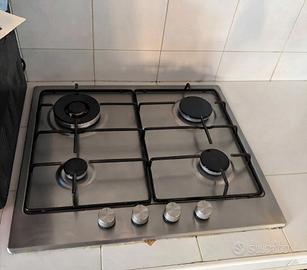 Piano cottura a gas 4 fuochi in acciaio inox