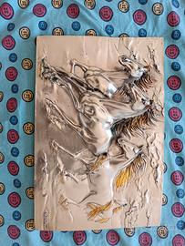 quadro cavalli argento 