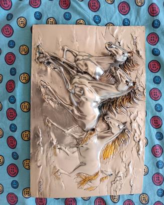 quadro cavalli argento 