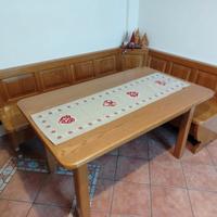 Set tavolo con panca angolare in rovere massiccio