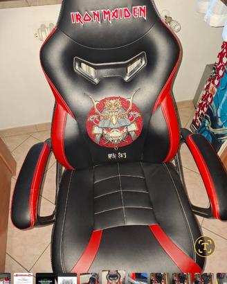 Poltrona sedia gaming iron maiden rotelle