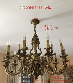Grande lampadario barocco in bronzo dorato