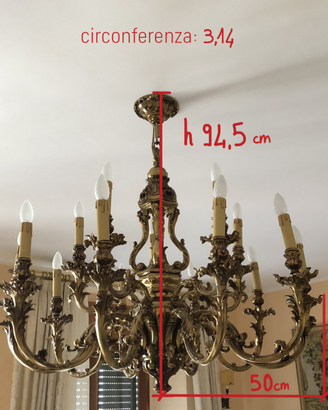 Grande lampadario barocco in bronzo dorato
