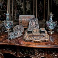 Prestigioso Set Da Scrivania Calamaio Antico cuoio