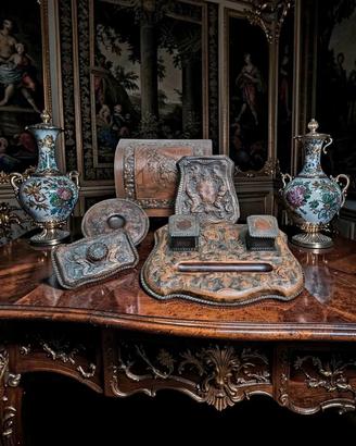 Prestigioso Set Da Scrivania Calamaio Antico cuoio