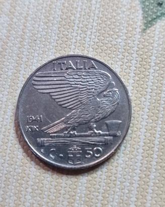 Moneta da 50 centesimi 1941 Vittorio Emanuele III