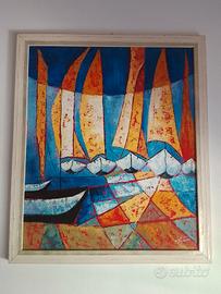 Dipinto ad olio su tela , con cornice in legno 