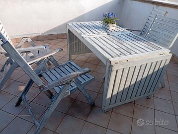 Tavolo allungabile legno con sedie da restaurare