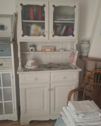 VETRINA IN LEGNO MASSELLO BIANCA STILE SHABBY